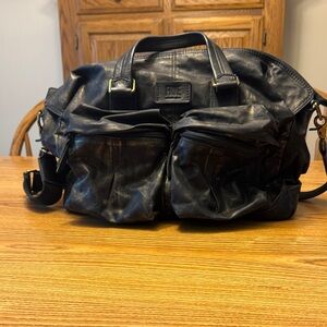 FRYE Scout waxed canvas overnighter tote bag